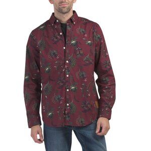 SCOTCH & SODA Burgundy/black Printed Long Sleeve Button Front Shirt